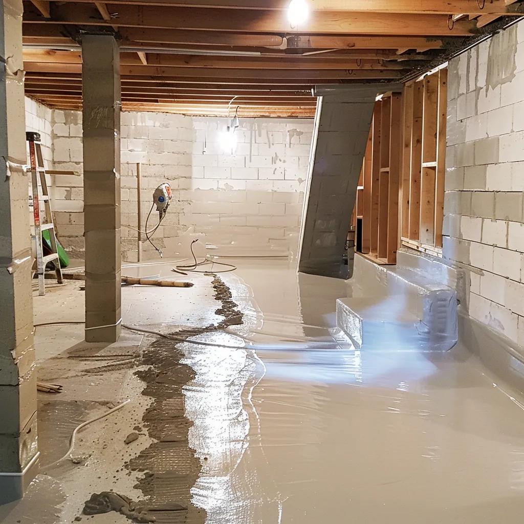 Interior waterproofing methods including epoxy sealants and sump pump installation