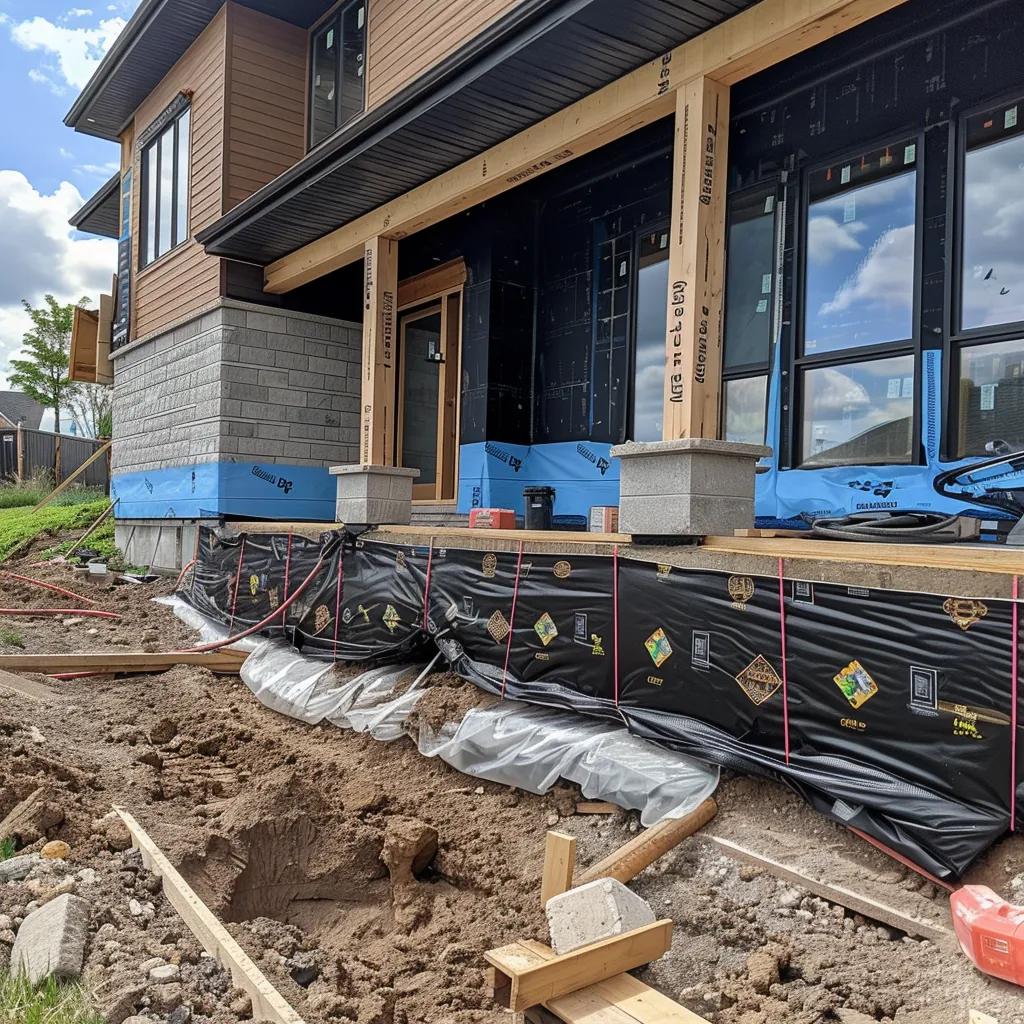 Exterior waterproofing solutions including membrane installation and yard grading