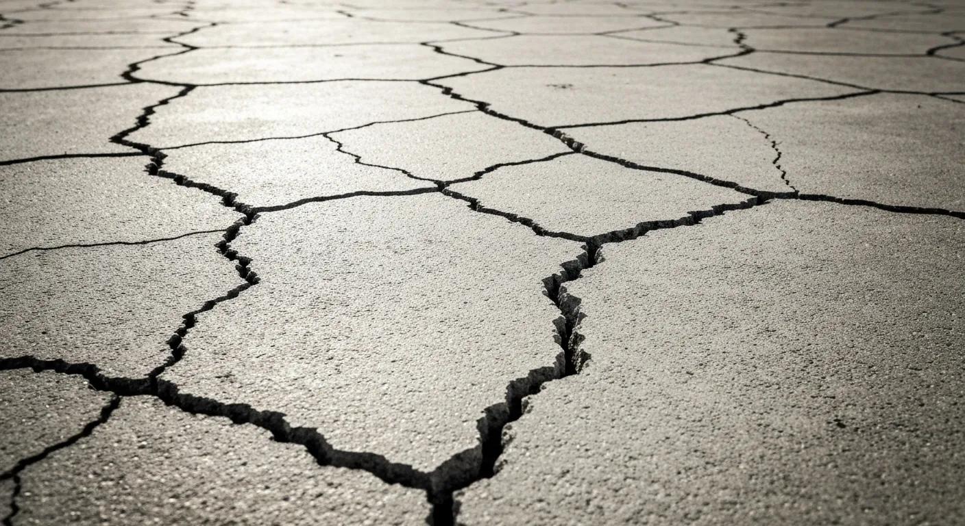 Various types of foundation cracks in concrete, showing horizontal, vertical, and stair-step patterns